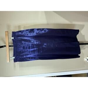 Solini Navy Blue Satin Midi Skirt, Size 10